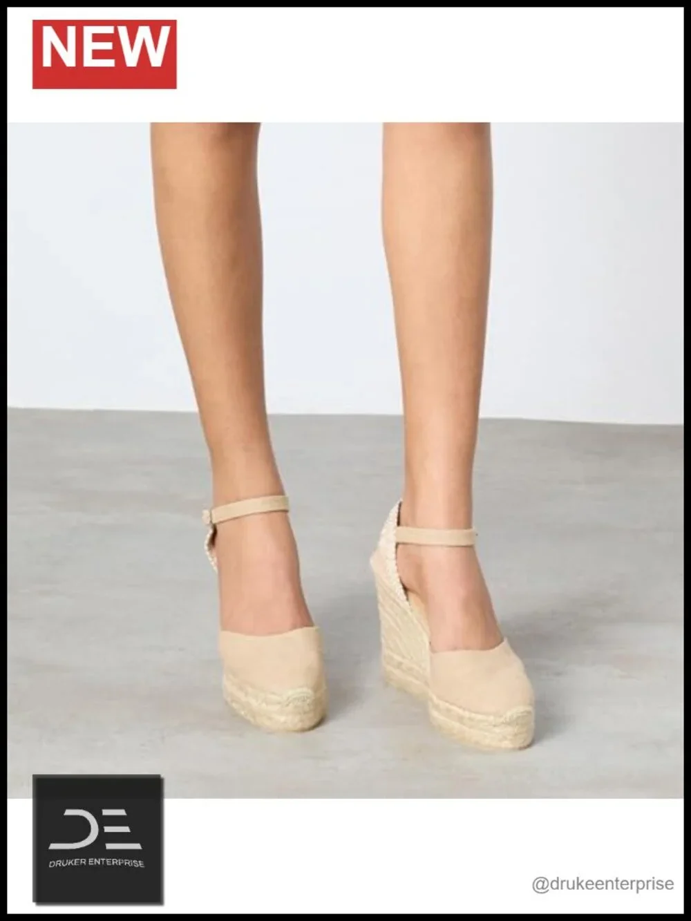 Wedge Espadrille Sandals, Textile Upper, Ankle Buckle, Summer Shoe